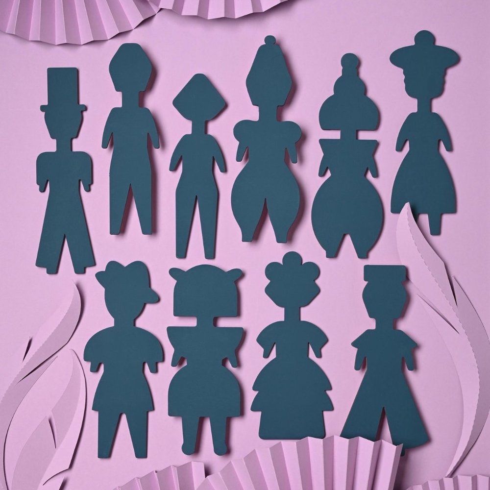 Mysterious shadolls “Masquerade” handmade wood playing and coloring dolls set